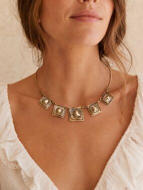 Brutalist Modern Bohemian South African handmade mixed metal necklace